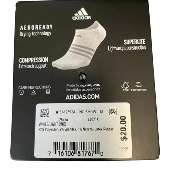 Women’s adidas no show compression socks size L white - Picture 8 of 8